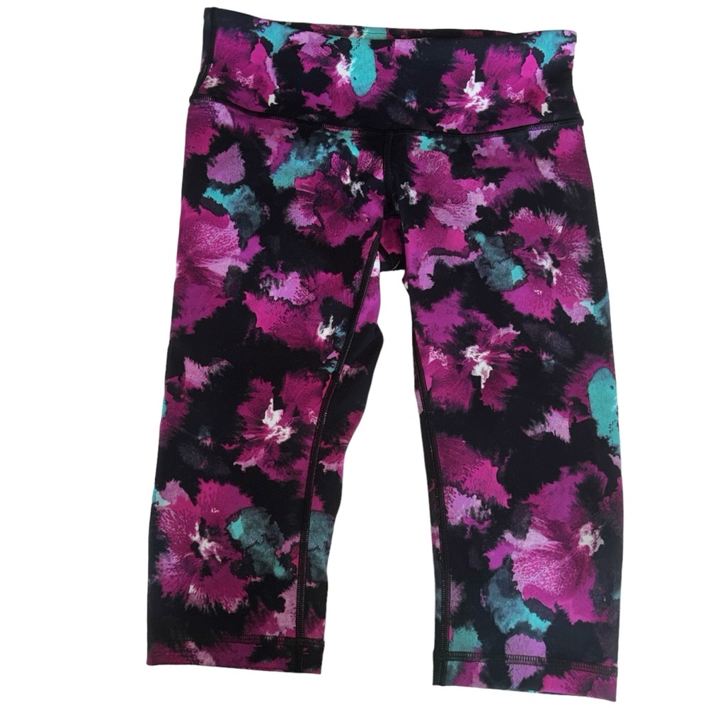 Lululemon Wunder Under Crop Midnight Bloom Leggings Size 6